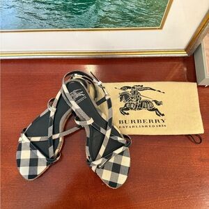 Burberry Black and Cream Check Sandals